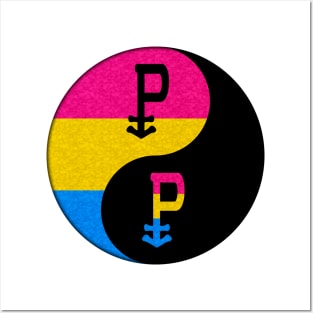 Pansexual Pride Yin and Yang Symbol in Pride Flag Colors Posters and Art